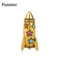 funmor retro rocket brooches star decoration enamel pins for children kids daily routine accessories lapel coat ornaments gifts