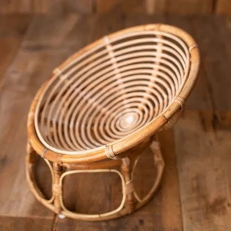 Newborn Photography Props Handmade Bamboo Basket Vintage Chair Photo Shooting Posing Sofa for Boys Girls Baby Fotografia Props