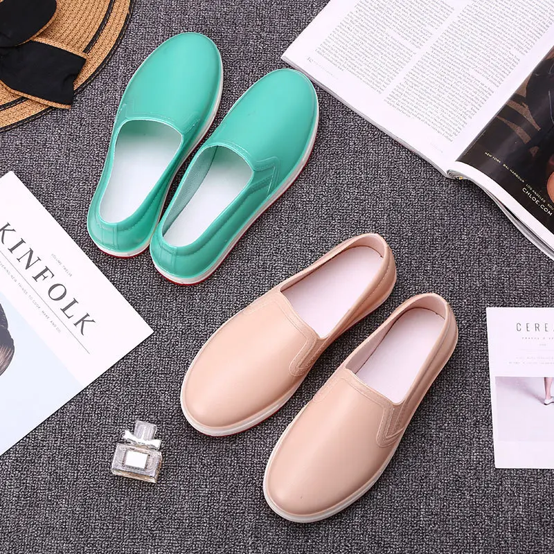 Сапоги Aleafalling женские короткие прочные резиновые до щиколотки на плоской подошве