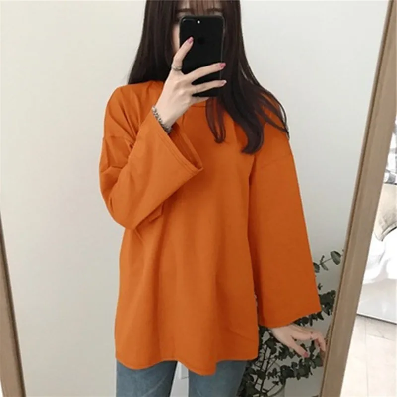 Свободная футболка с длинным рукавом orean женская базовые Топы для студентов