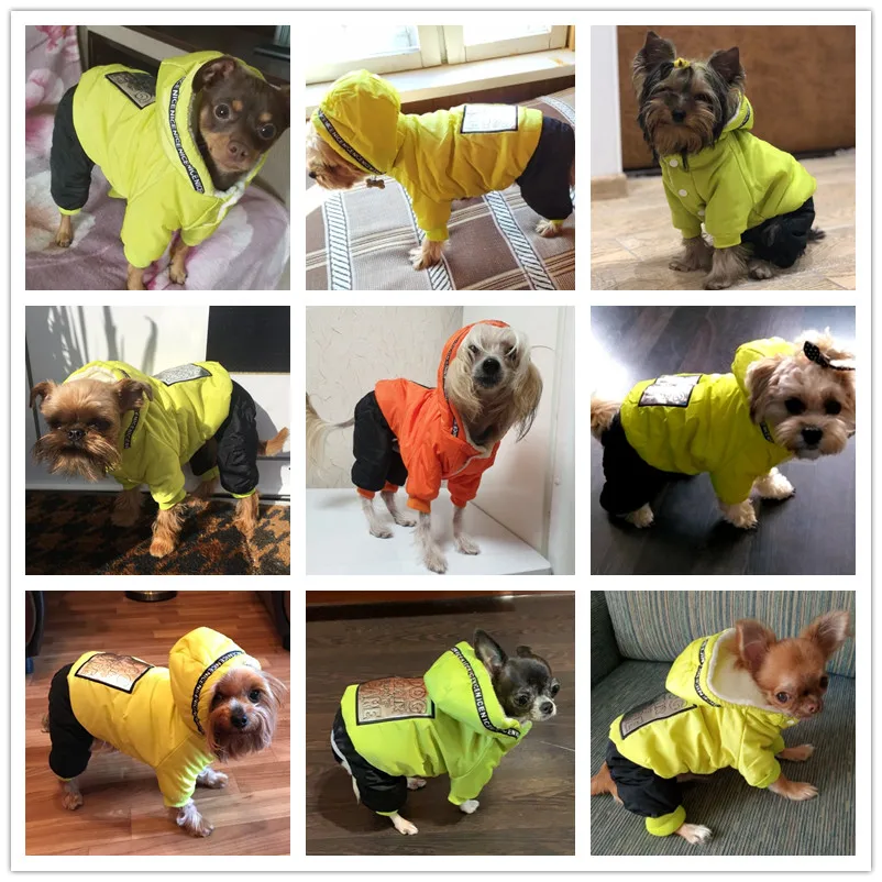 Зимняя одежда для собак с толстой шерстяной капюшоном зимняя парка Комбинезоны