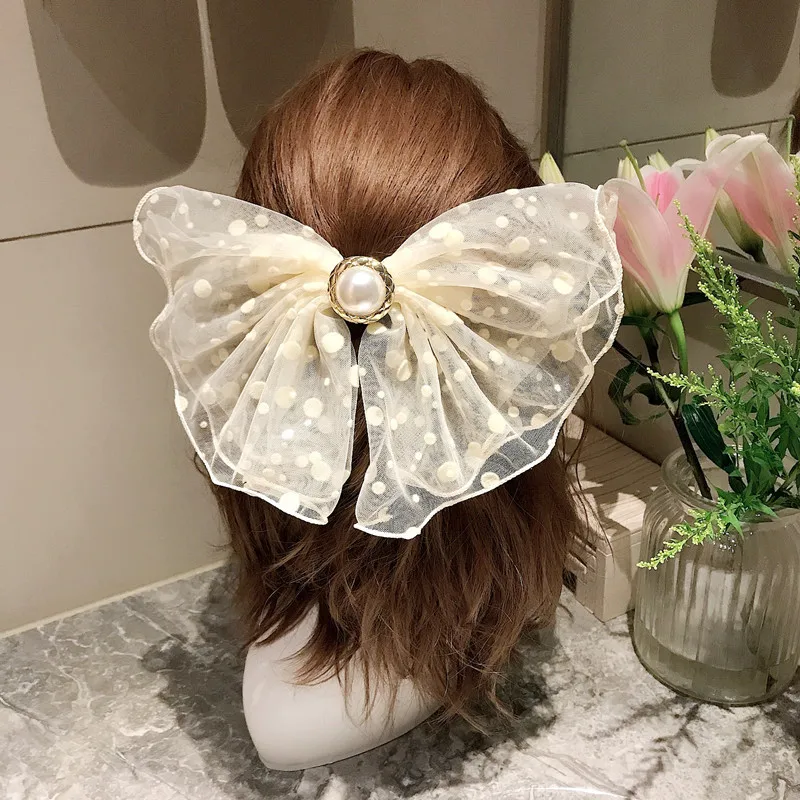 

Fashion Lacework Butterflies Hair Bows Clip large Korean Style Wave Point Claw Headband For Women Girls Hair Accessories