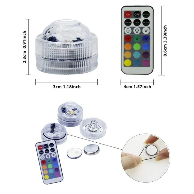 Подводный светодиодный светильник IP66 водонепроницаесветильник свеча 3 см