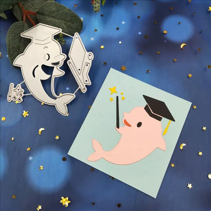 Металлические пресс формы в виде дельфина для скрапбукинга большого