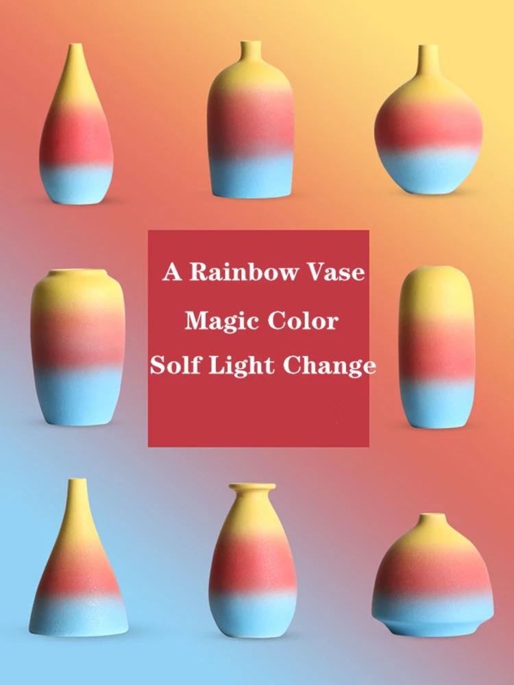 B-LIFE Rainbow Gradient Ceramic Flower Vase Retro Grid for Modern Floral Perfect Gift Friends Business Christmas | Дом и сад