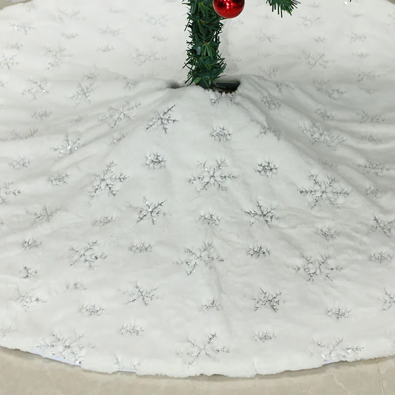 Christmas Tree Decor Snowflake White Skirt Fur For Xmas Decorations Home | Дом и сад