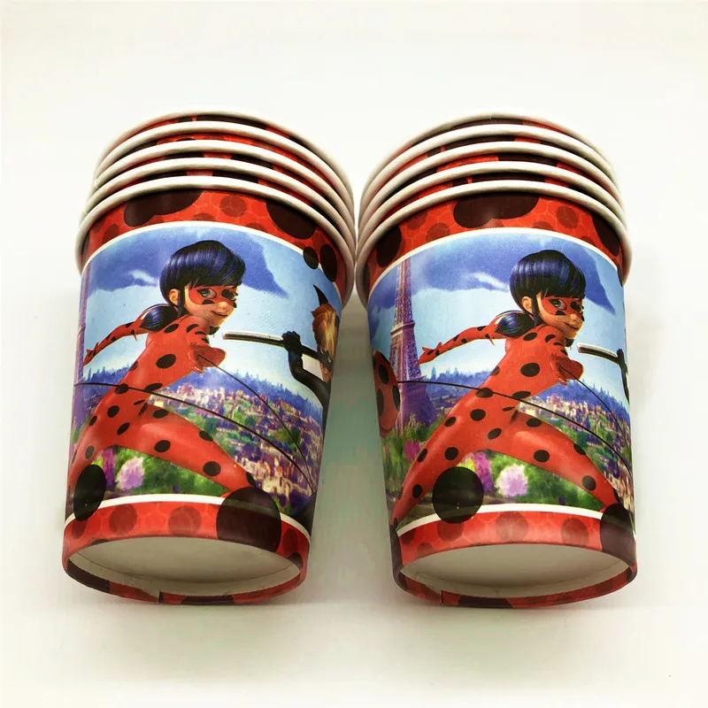 cups-10pcs Милые вечерние чашки в виде божьей коровки для детей на день рождения, Подарочная коробка для детских масок, одноразовая посуда, вечерние принадлежности - Цвет: cups-10pcs