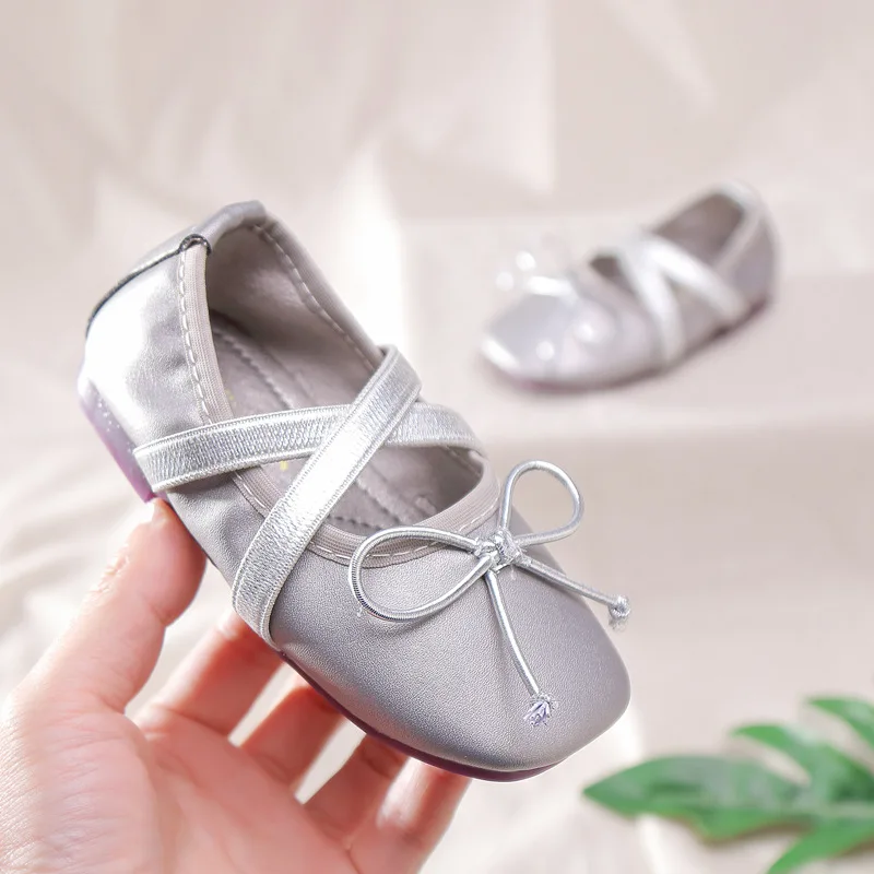 Весенняя детская обувь с бантом Детские модельные туфли принцессы черные