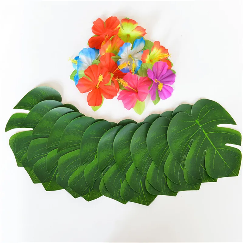 

12pcs DIY Artificial Tropical Palm Leaves Tropical Party Decor Luau Summer Party Table decoration Hawaii Jungle Party Supplies