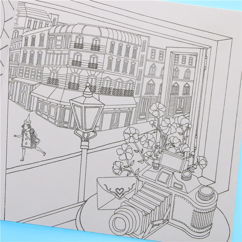 24 стр. Фэнтези мечта английское издание книжка раскраска для детей и взрослых kawaii