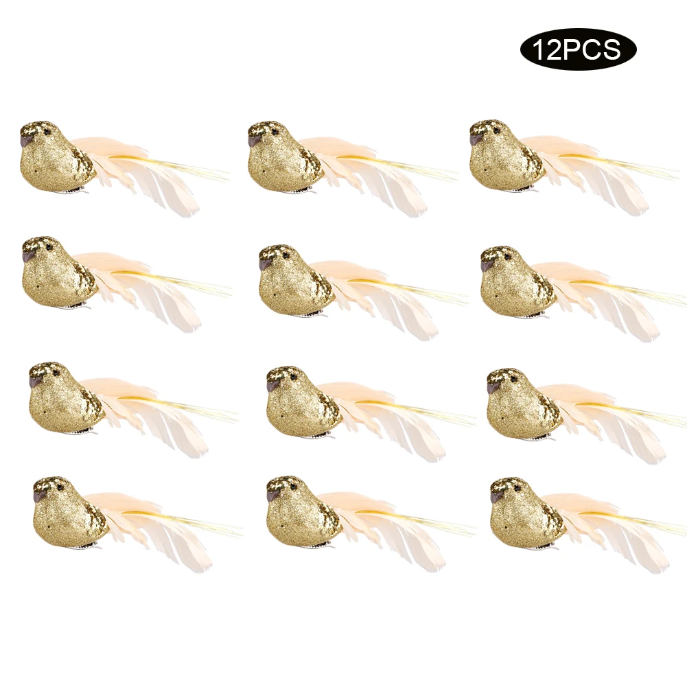 

Зажим для украшения рождественской елки, из искусственной пены с перьями, 12 шт.