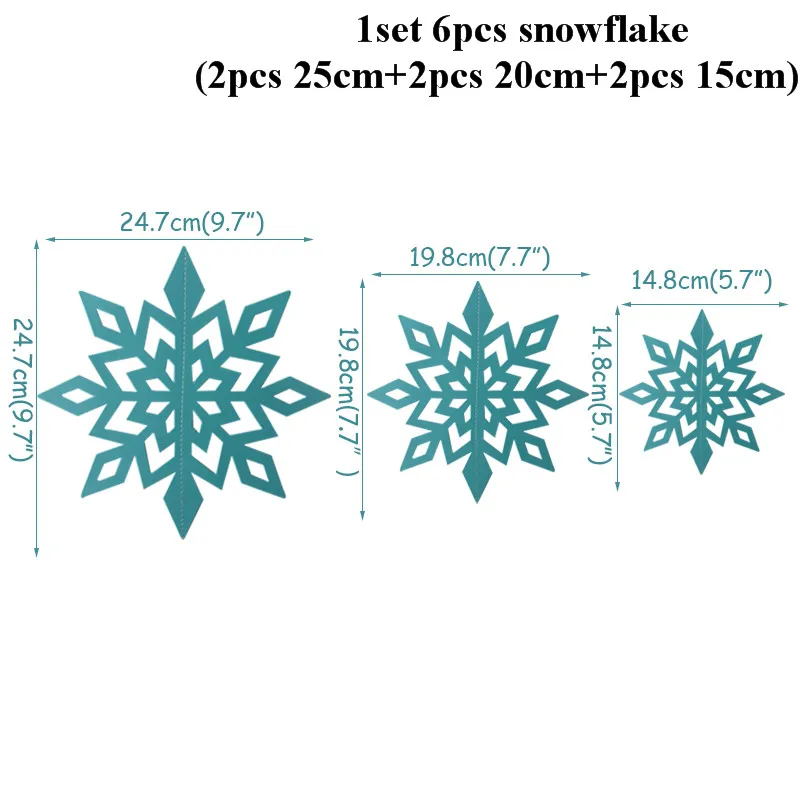 1set Light Blue Рождественские вечерние украшения, рождественские снежинки, 3D полые Снежинка из бумаги, гирлянды, зимние белые рождественские украшения - Цвет: 1set Light Blue
