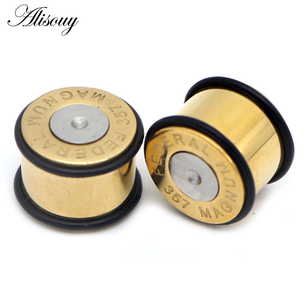 Alisouy 2PCS Solid Ear Piercing Plugs Tunnels Stretched Stainless Steel Fashion Body Jewelry Ear Expander Gauges 6mm-16mm
