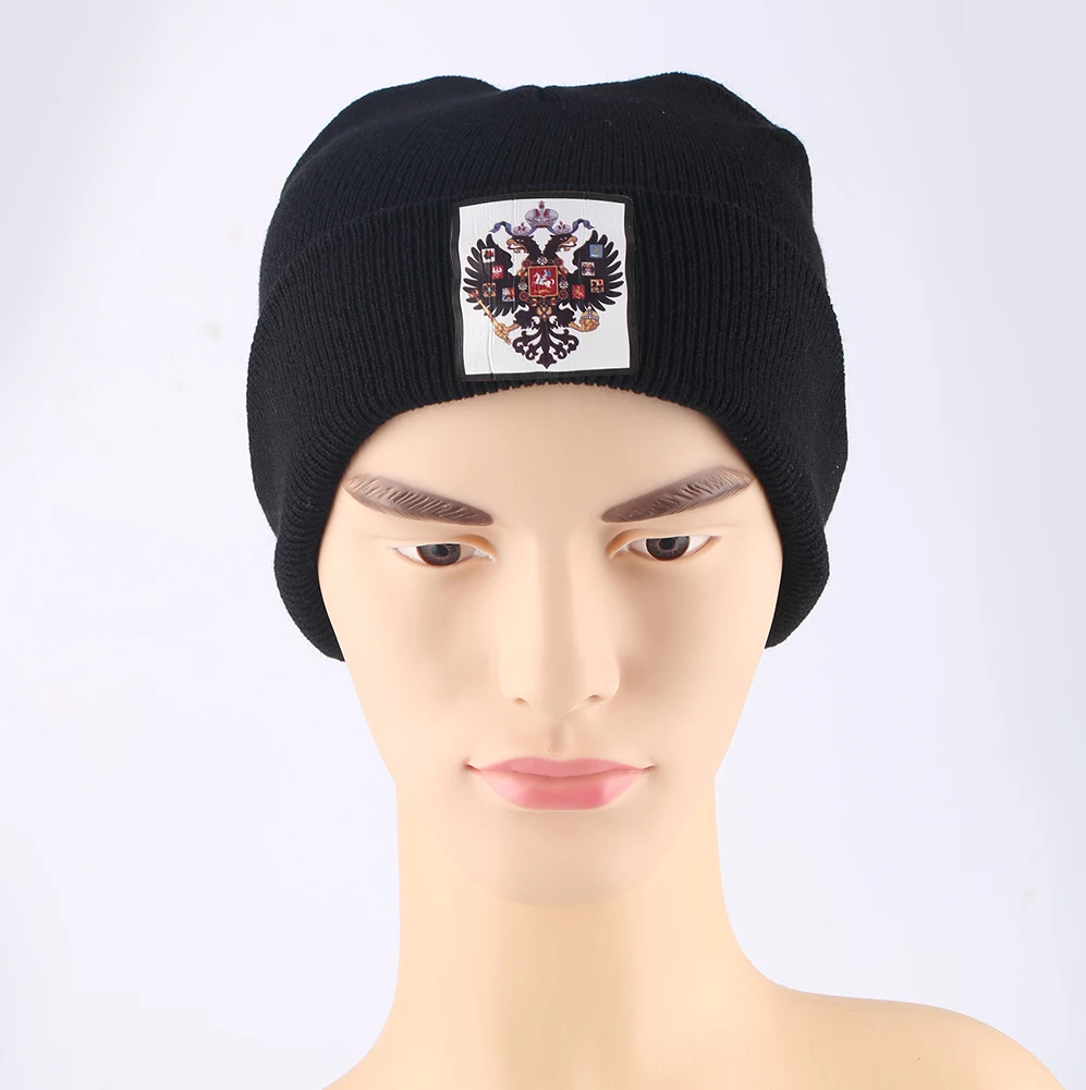 Вязаные мужские шапки с флагом древней Российской империи женские зимние тонкие