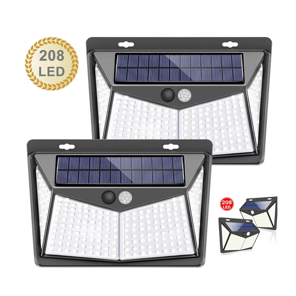 

208 LED Solar Light Outdoor Solar Lamp Motion Sensor Solar Powered Sunlight Street Light for Garden Decoration