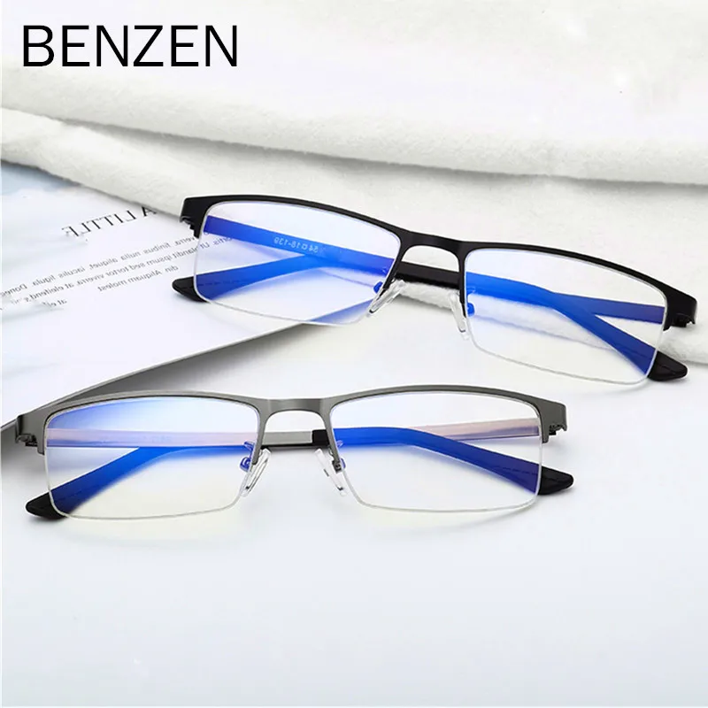 

BENZENE Computer Glasses Blue Light Blocking Eyewear Men Gaming Goggles Male Square Alloy Opticals Frame 5232