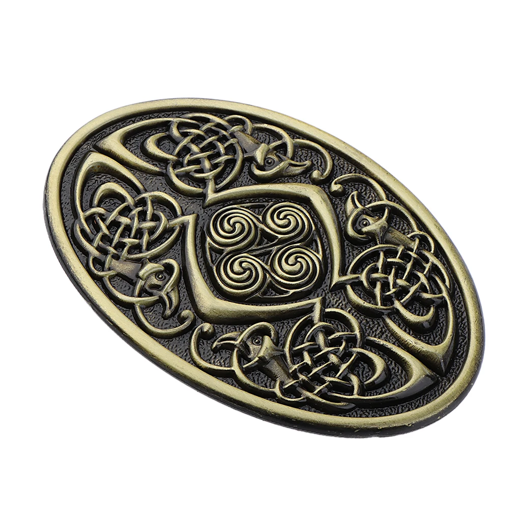 Mens Cowboy Germanic Pattern Oval Bronze Belt Buckle |