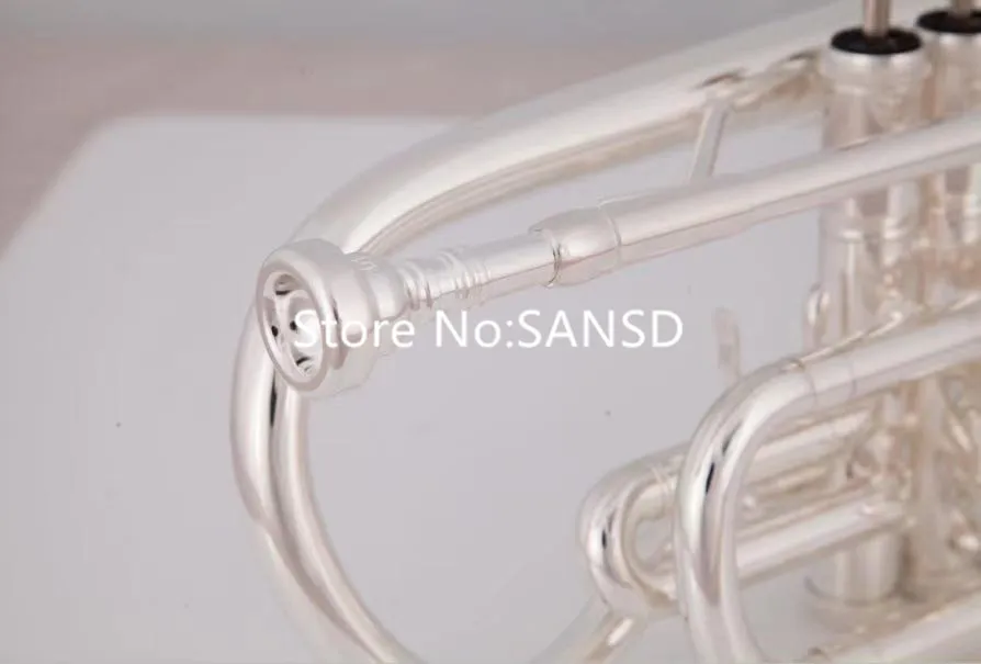 Профессиональный музыкальный инструмент с чехлом рог Bb посеребренный | Корнет