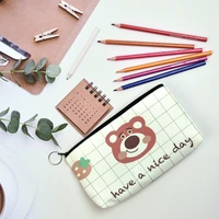 lovely canvas pencil case large capacity students stationery cute pencil bag supplies pen box pencil cases office stationery