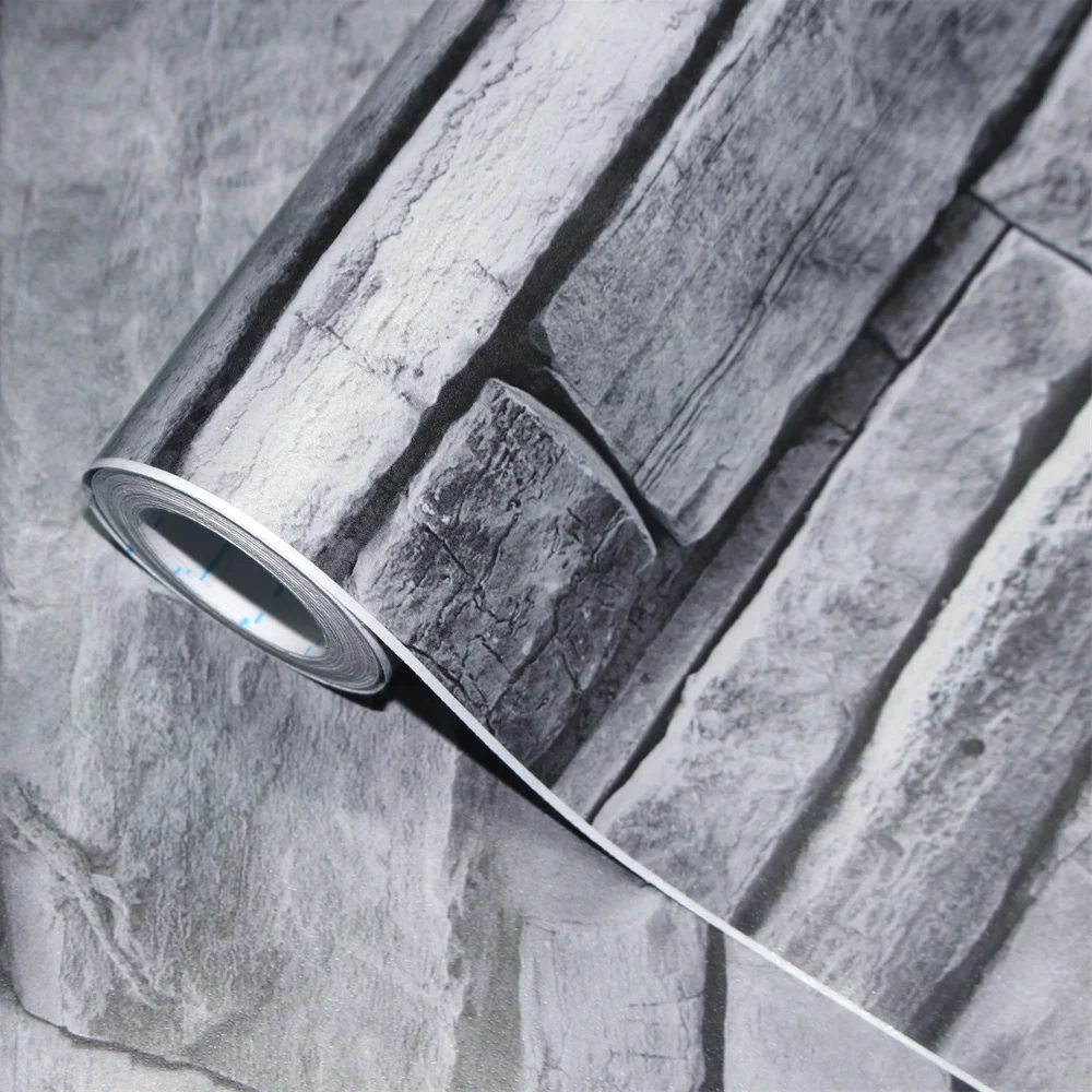 

Grey Stone Wallpaper Peel And Stick Wallpaper Self Adhesive Brick Wallpaper Removable Waterproof Decoration Sticker For Kitchen
