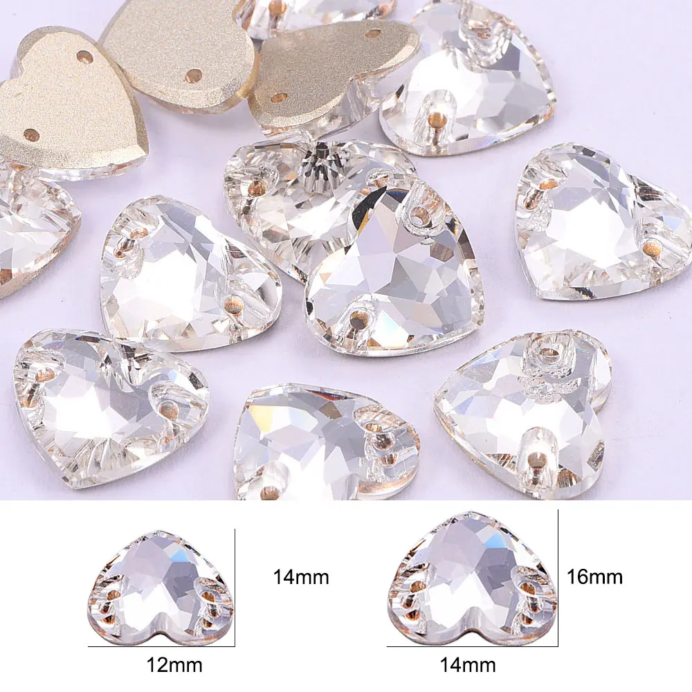 OLEEYA высококачественные стразы с кристаллами в форме сердца пришивные стеклянные