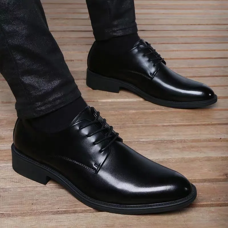 

GZM Men's Dress Shoes Breathable Lace Up Bridegroom's Wedding Shoes Leather Shoes Business Formal Internal Elevation Antiskid