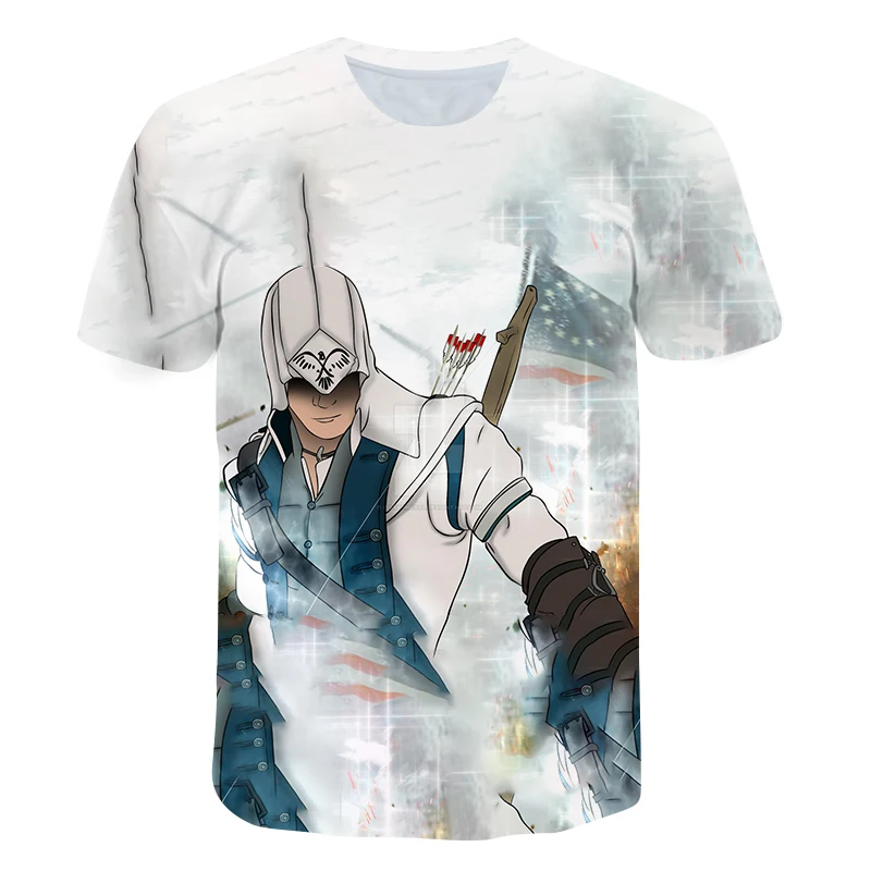 

New Product Hot Sale Assassin's Creed 3D T-shirt Super Large Size Polyester Crew Neck Top is Light and Comfortable XXS-6XL