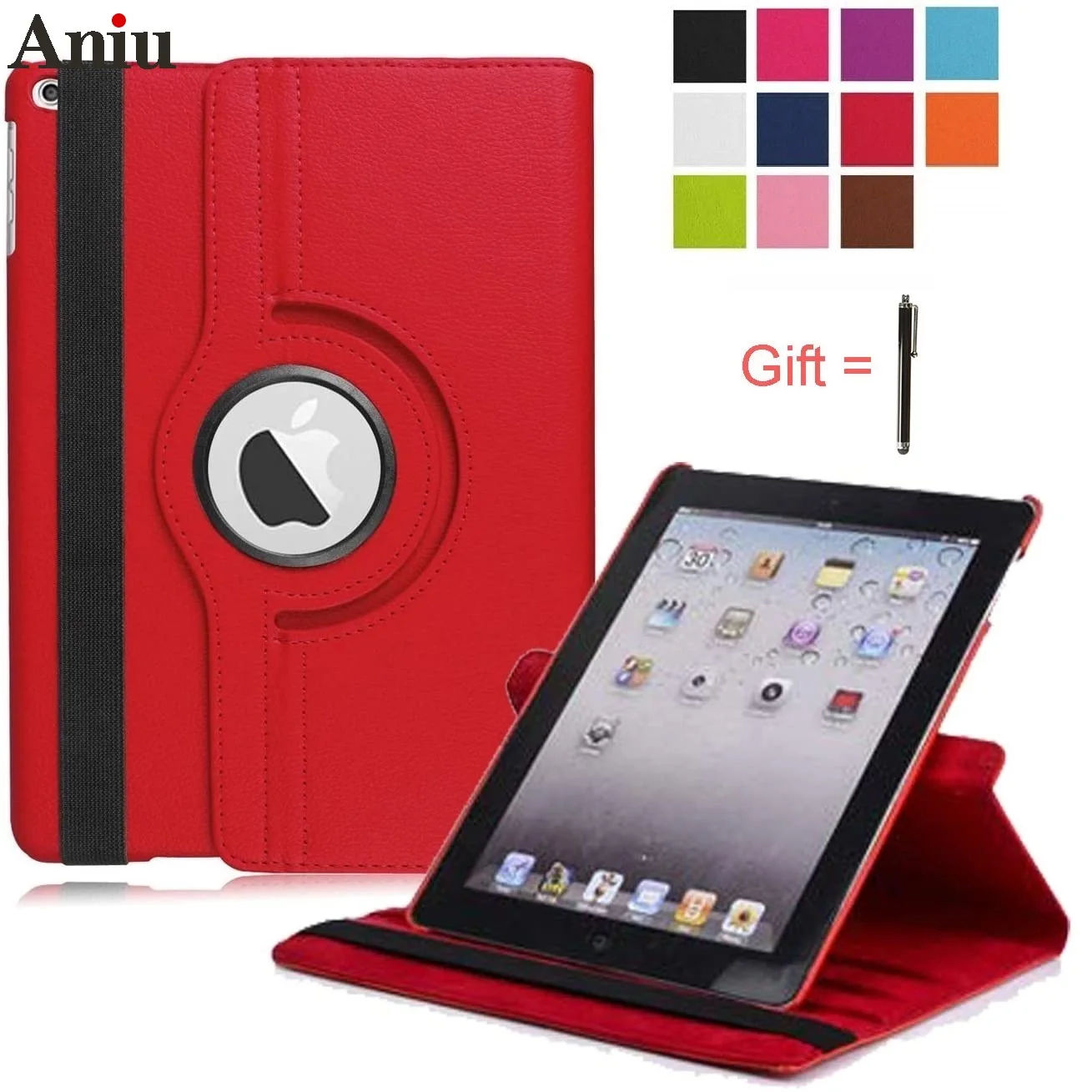 

Case for iPad 2 3 4 360 Degrees Rotating PU Leather Smart Cover for iPad Pro 11 2021 Funda 5th 6th 9.7'' Auto Sleep/ Wake Shell