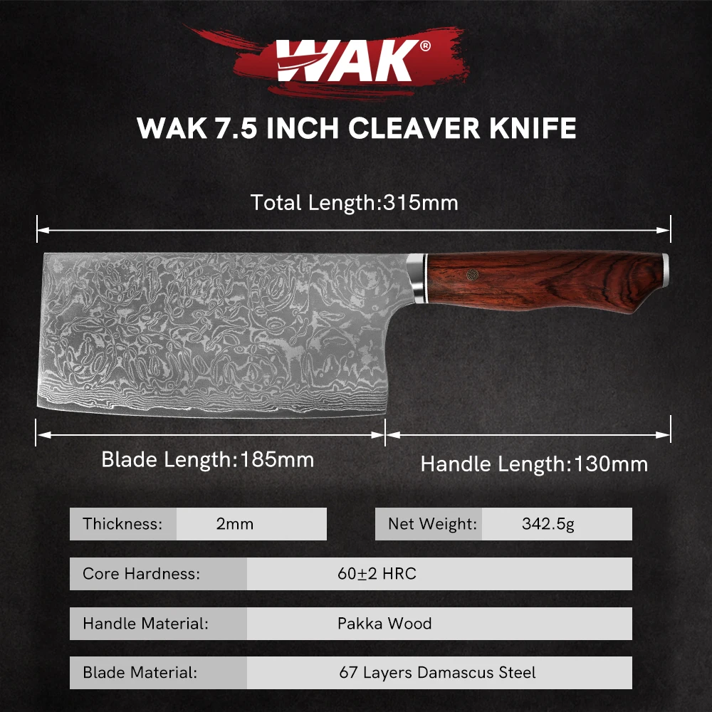 Кухонный нож WAK кухонный с нескользящей деревянной ручкой острым лезвием для