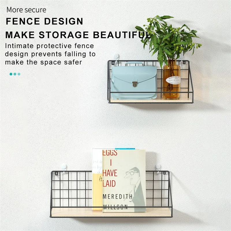 

Деревянная железная настенная полка-органайзер, держатель, кухонные принадлежности, подвесной шкаф для хранения для дома/ванной/бытовых ак...