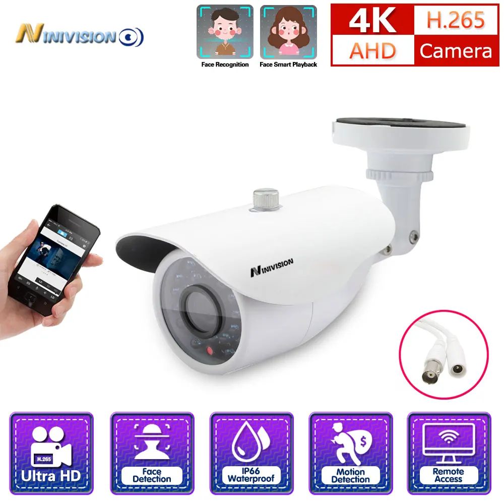 Камера видеонаблюдения NINIVISION 8 Мп IMX323 Full HD для помещений/улицы цилиндрическая AHD