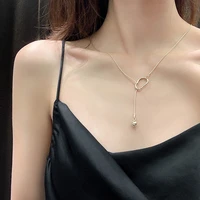 ring buckle design high sense metal adjustable necklace womens spring 2020 new fashion net red temperament simple chain