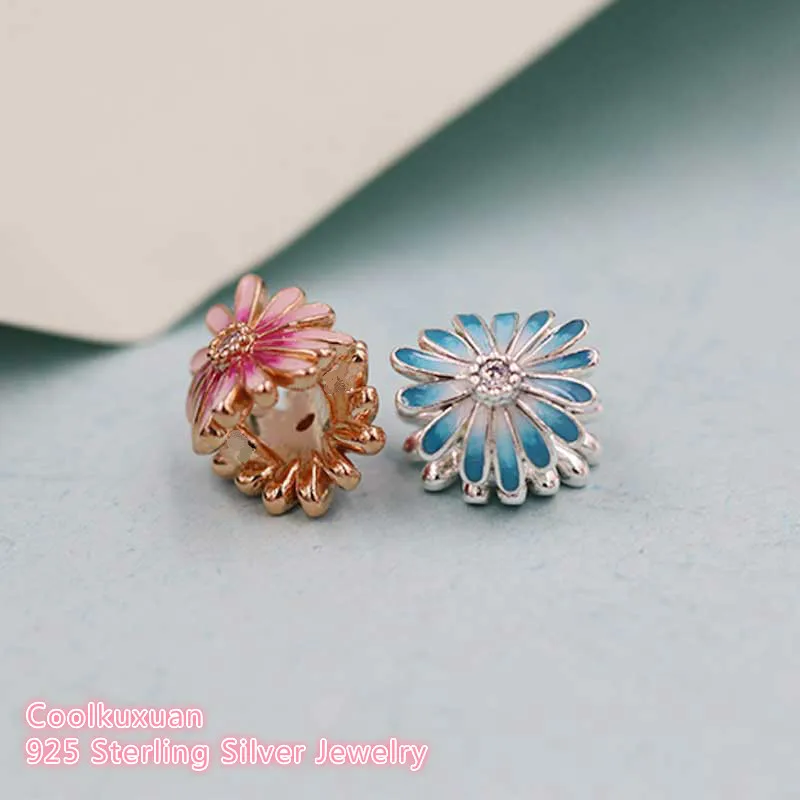 Весенние 100% стерлингового серебра 925 пробы синее и розовое золото подвесные