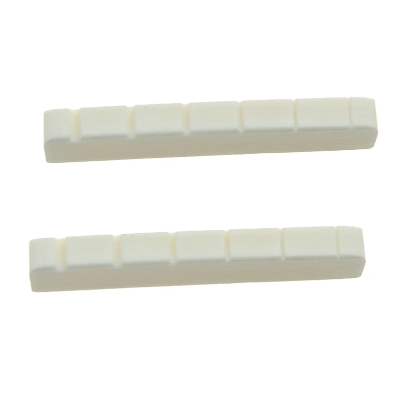 

2 Pcs 6 String Electric Bone Nut Cattle Bone Slotted Replacement (43 X 6mm ,Unbleached)