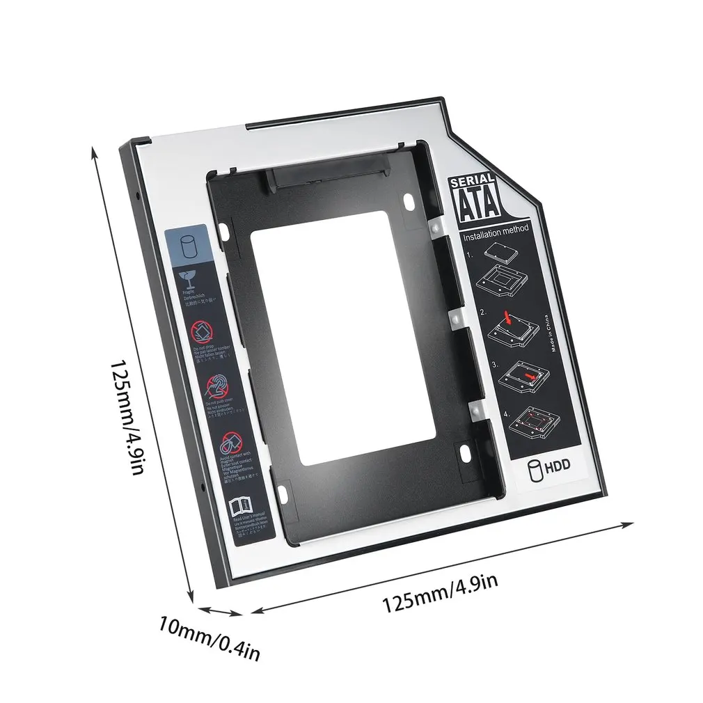 

9.5mm Universal Aluminum SATA Second HDD SSD Hard Drive Caddy With 4 Screws For CD/DVD-ROM Optical Bay Adapter