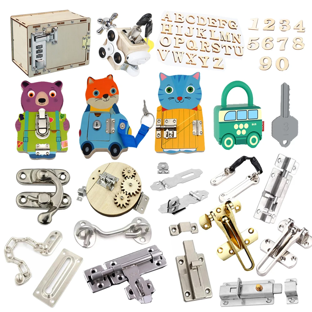 

Children Lock DIY Busy Board Baby Montessori Teaching Aid Games Lock Cognition Toy Kids Education Motor Skill Toys Busyboards