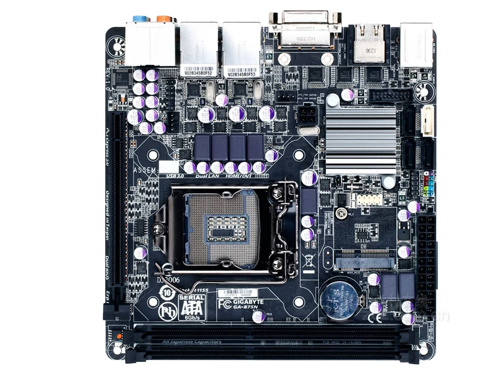 Б/у оригинальная материнская плата Gigabyte для настольных ПК LGA 1155 NAS с двумя LAN