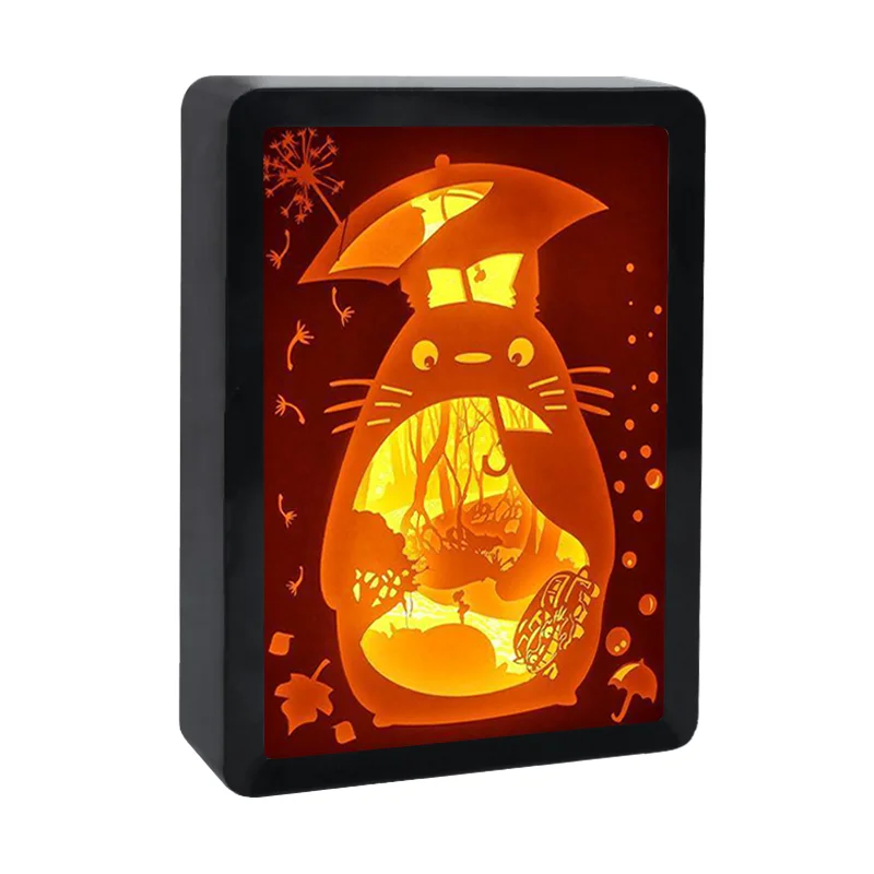 

3D Shadow Box Frame Led Night Light Wall Lamp Totorro Anime Lamp Paper Cut-Light Box Table Lamp Christmas Gift Kawaii Room Decor