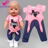 baby new born doll pink shirt denim tights tousers baby dolls clothes 18 american og girl doll outfits