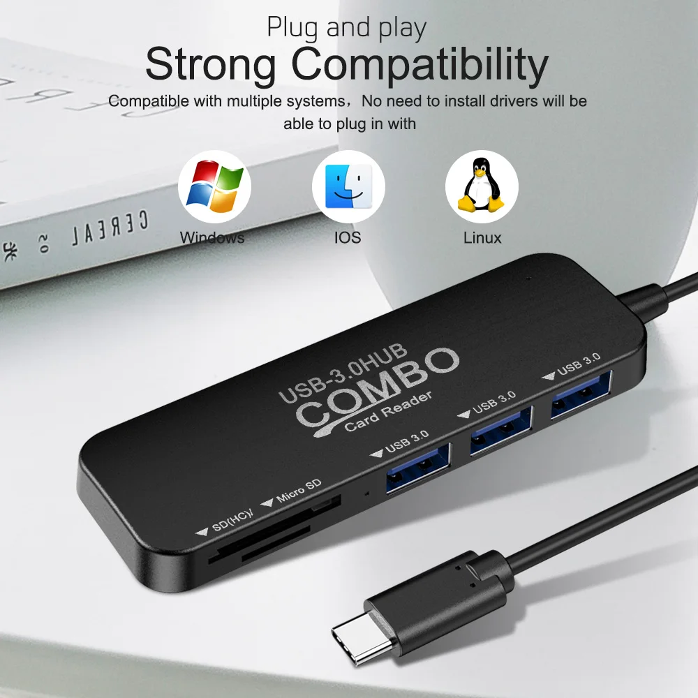 Мини USBC концентратор типа C для мульти USB 3 0 TF/SD кард-ридер Micro Charge быстрая скорость