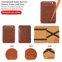 engraving name custom wallet men retro pu leather cash id card holder rfid slim magic wallet credit card holder wallets for men