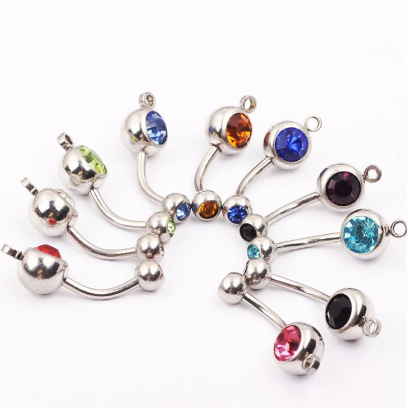 

JINGLANG новые модные кольца для пупка из хирургической стали с двойной головкой стразы смешанные ювелирные изделия для пирсинга пупка 50 шт.