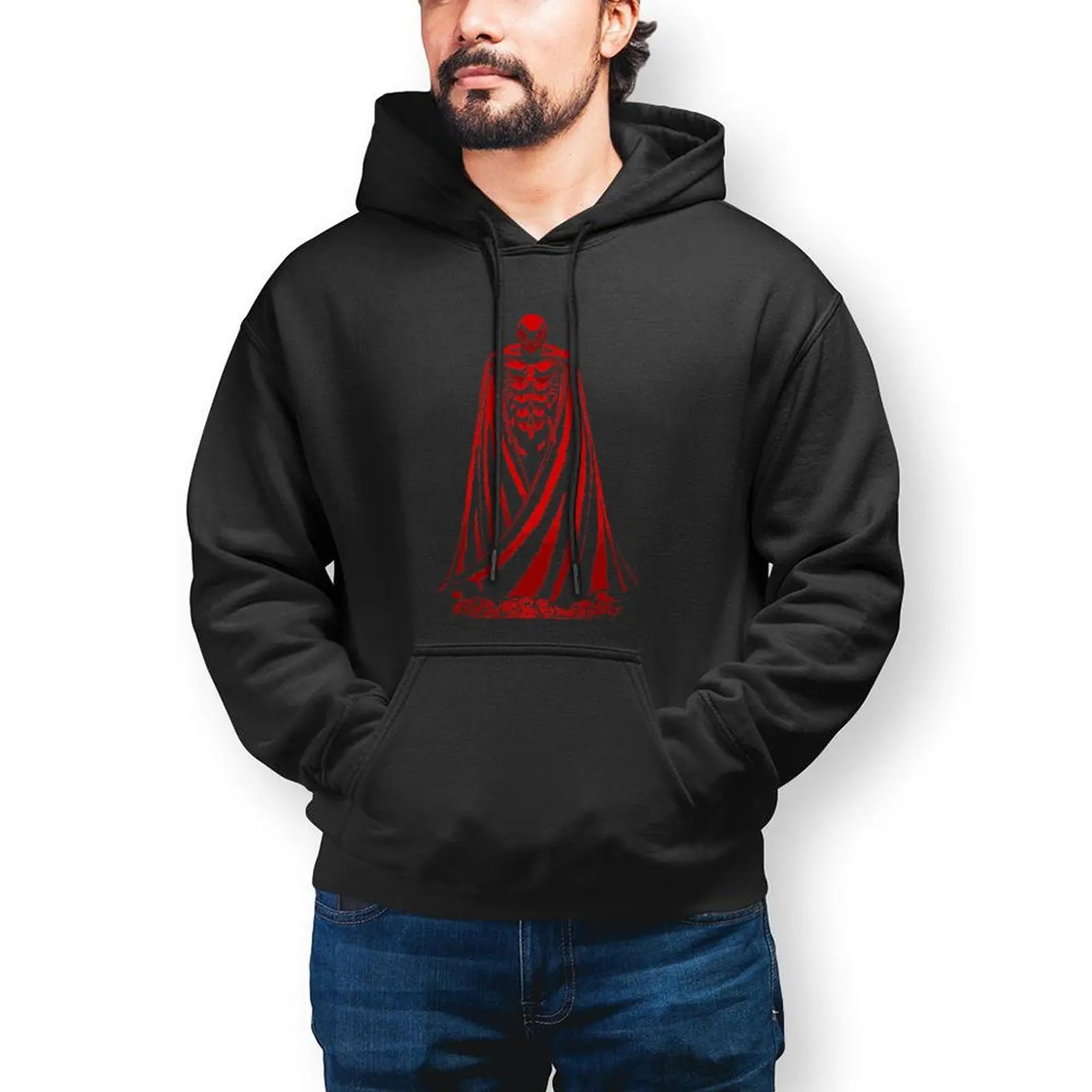 

Berserk Red Print Hoodie Berserk Guts Cartoon Nice Oversized Cotton Hoodies Men Winter Streetwear Pullover Hoodie