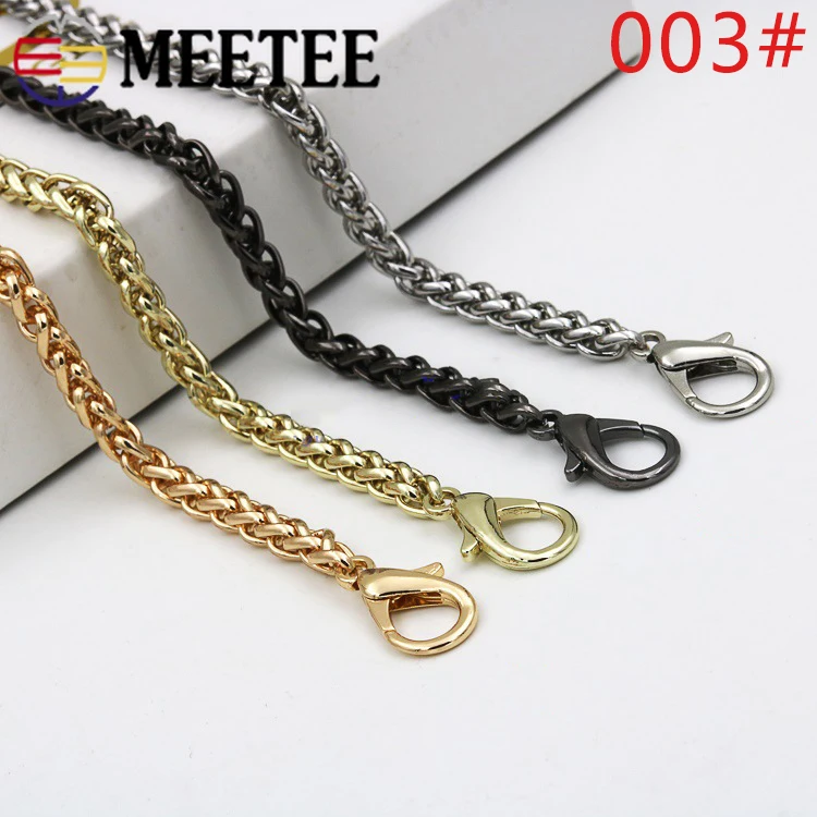 

Meetee 6mmX100/110/120cm Bag Metal Chain Strap Various Hook Buckle Chain DIY Handbag Replacement Snap Buckles Strap Accessories