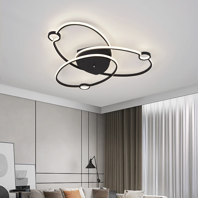 

Современный светодиодный кольцевой потолочный светильник со звездами, лампа для гостиной, спальни, столовой, кухни, светильник щение с дист...