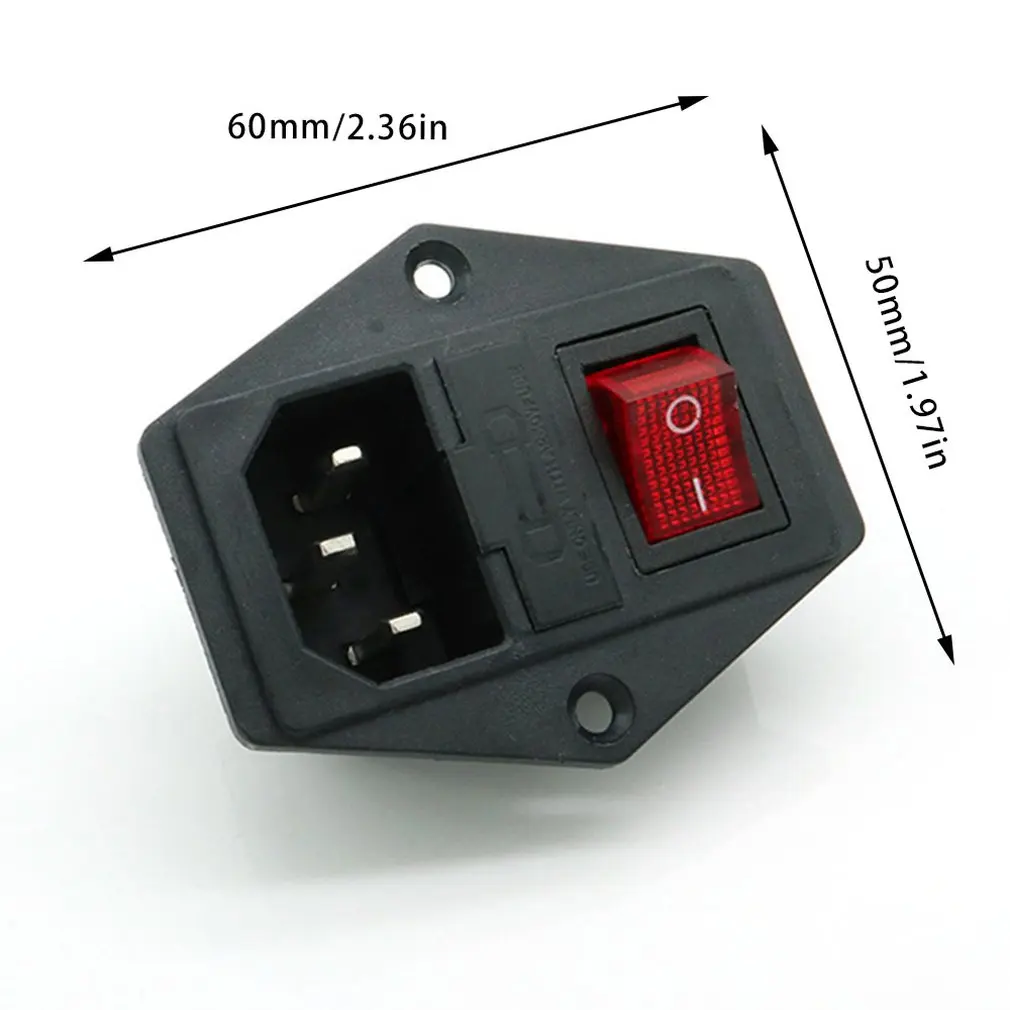 Power switch AC 3pin power socket with red triple rocker tripod copper feet 3d protection printer fuse random | Электроника