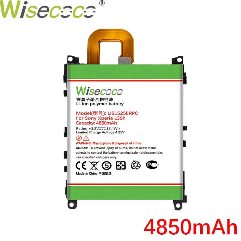 Wisecoco LIS1525ERPC 4850 мАч аккумулятором нового типа для SONY Xperia Z1 L39h L39 C6902 C6903 C6916 C6943 SO 01F L39T