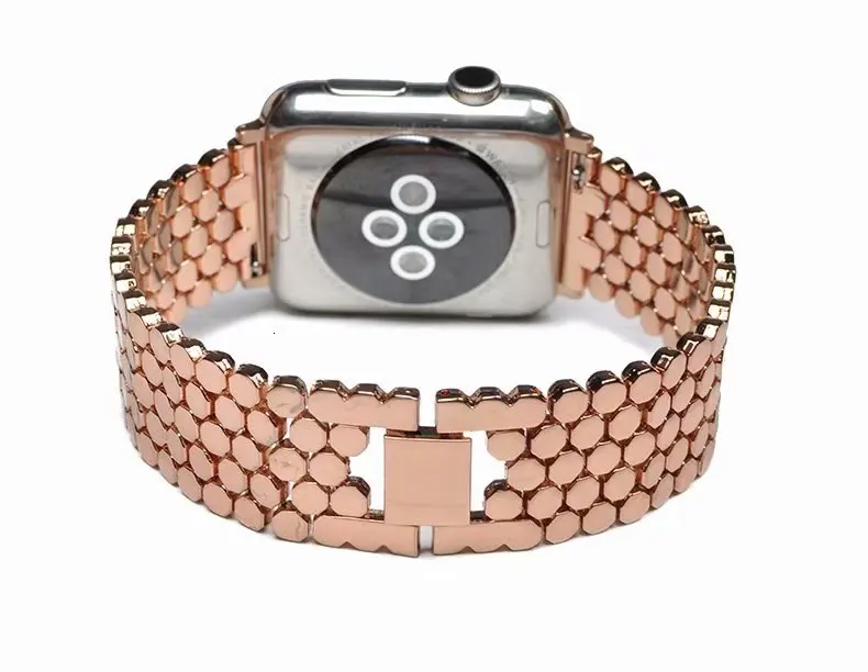 Стальной ремешок в виде рыбьей чешуи для apple watch Series 5 3 2 1 ремешок iwatch из нержавеющей стали 42 мм 44 мм адаптеры черный и серебристый