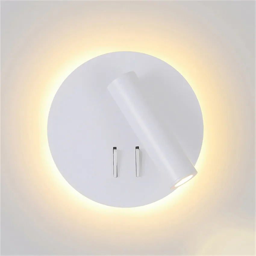 Спальня рядом с настенный светильник светодиодный переключателем для чтения