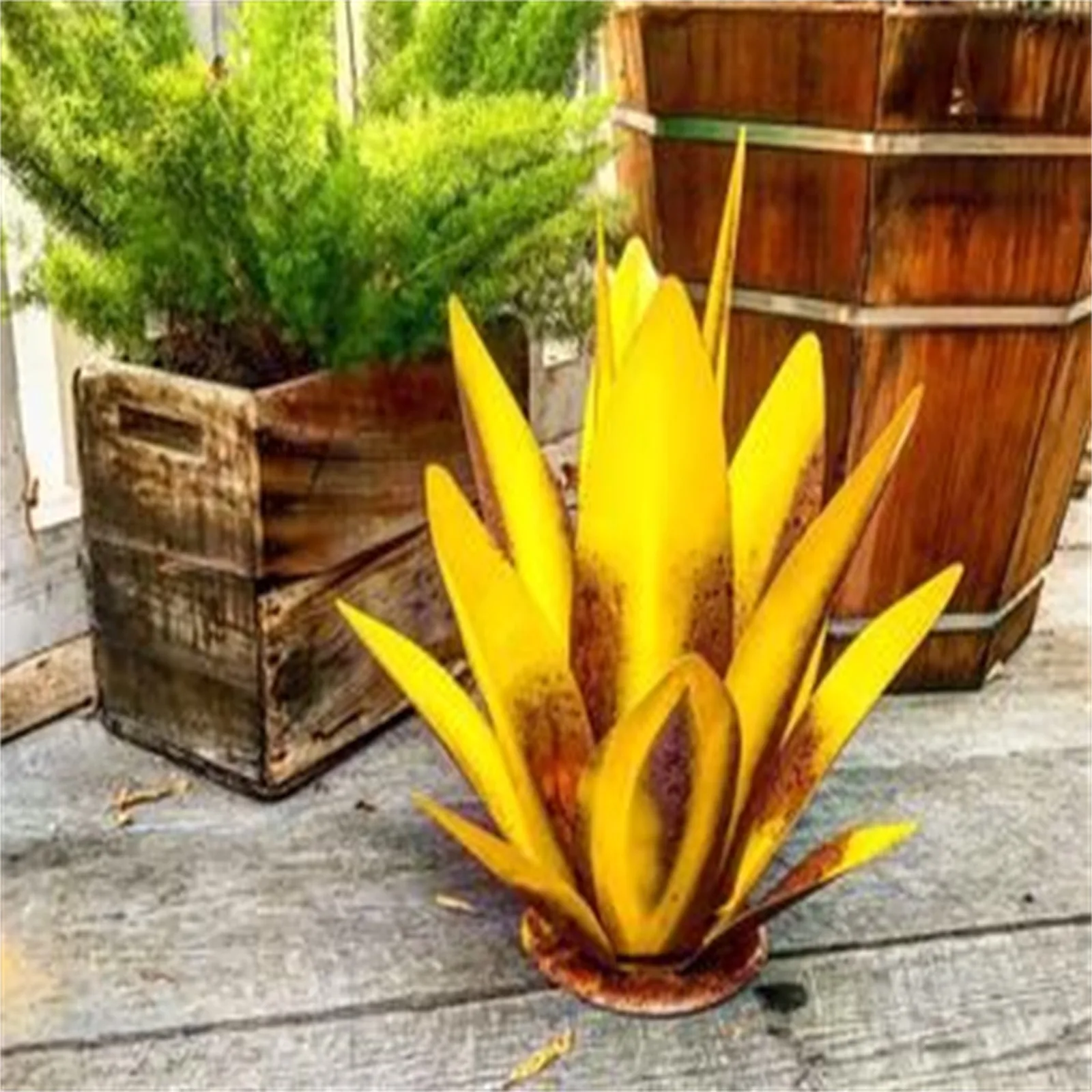 

27/35CM DIY Art Tequila Rustic Sculpture Garden Decoration Outdoor Yard Sculpture Home Decor, tuin decoratie, jardin, 9 Leaves